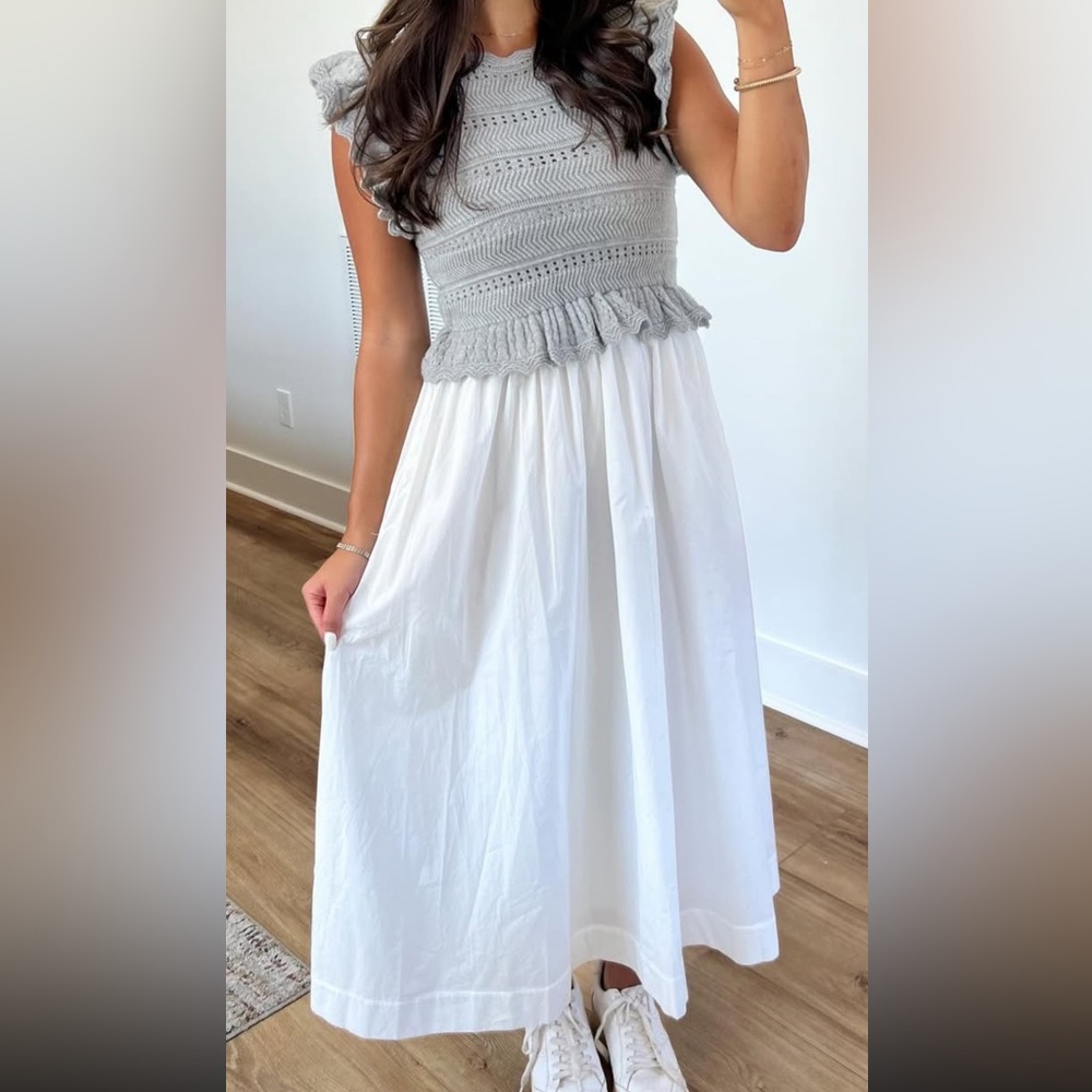 Short Sleeve Sweater Dress (Grey)